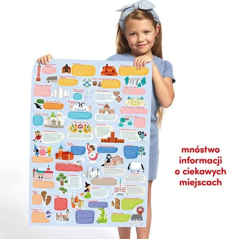 CzuCzu stebėjimo dėlionė Lenkijos žemėlapis 100 vienetų 5+ plakatas ZA5561