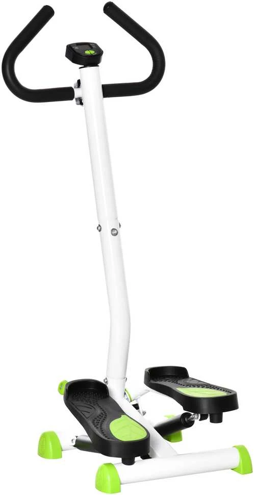 HOMCOM treniruoklis „Swing Stepper“ su LCD ekranu ir rankena, namų treniruoklis iki 100 kg, plienas, ABS, žalias, 55 x 44 x 108 cm | Aosom