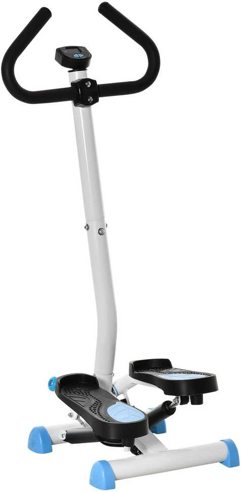 HOMCOM treniruoklis „Swing Stepper“ su LCD ekranu ir rankena, namų treniruoklis iki 100 kg, plienas/ABS, mėlynas, 55 x 44 x 108 cm | Aosom
