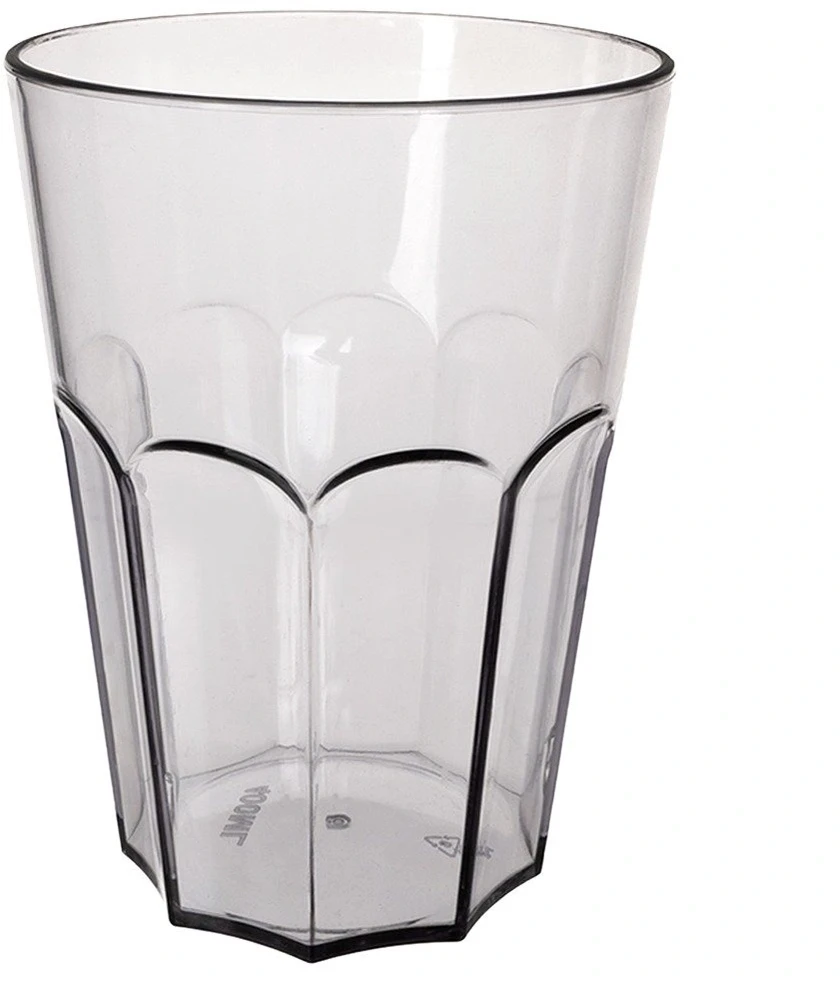 Stiklinė gėrimams, 400 ml, skaidri su juodu atspalviu, 9 × 9 × 11,5 cm