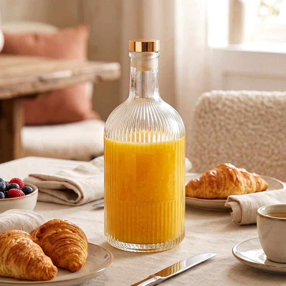 Stiklinė gertuvė su kamščiu, skaidri, 500 ml