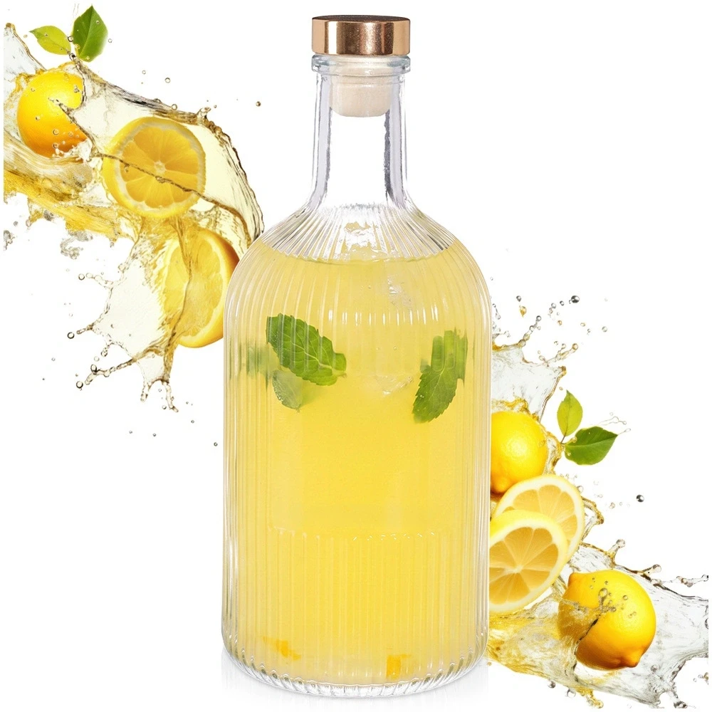 Stiklinė gertuvė su kamščiu, skaidri, 500 ml