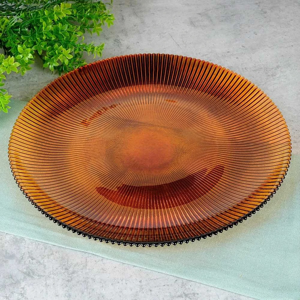 Home Styling Collection Stiklo serviravimo lėkštė 28 cm, gintaro spalvos