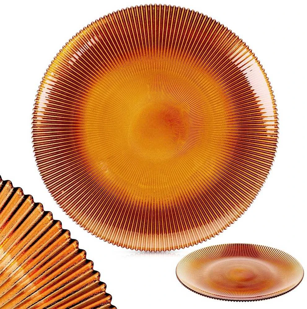 Home Styling Collection Stiklo serviravimo lėkštė 28 cm, gintaro spalvos