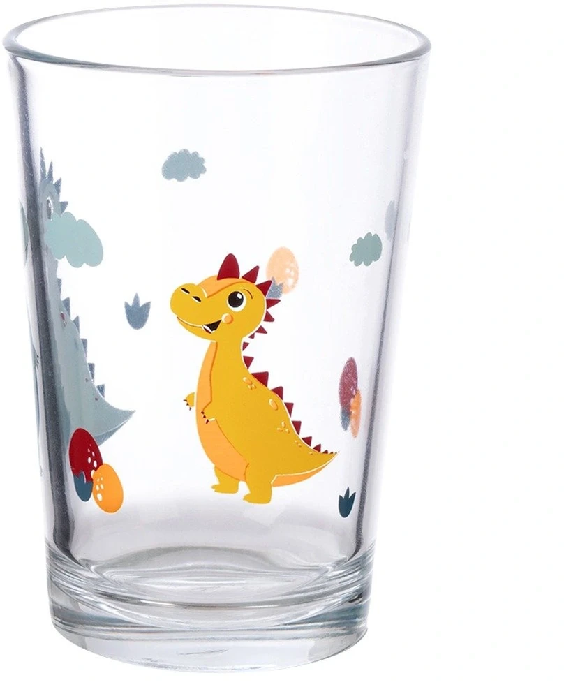 Stiklinė su dinozaurų raštu, skaidri, 200 ml