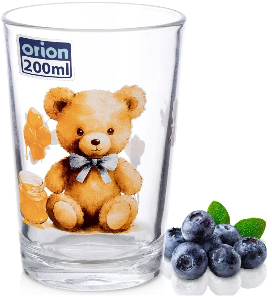 Stiklinė su meškiuko motyvu, 200 ml, skaidri, 7 × 7 × 10 cm