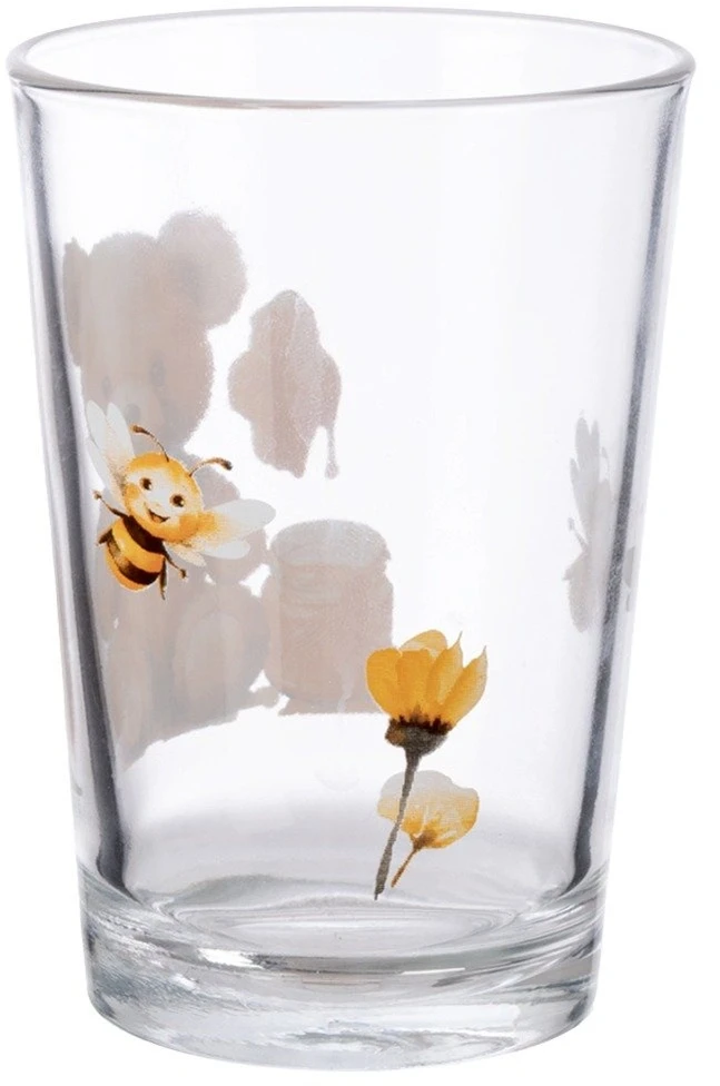 Stiklinė su meškiuko motyvu, 200 ml, skaidri, 7 × 7 × 10 cm