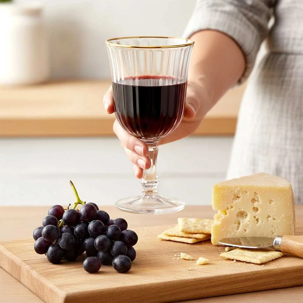 Vivalto Stiklinis vyno taurė 220 ml su auksine briauna