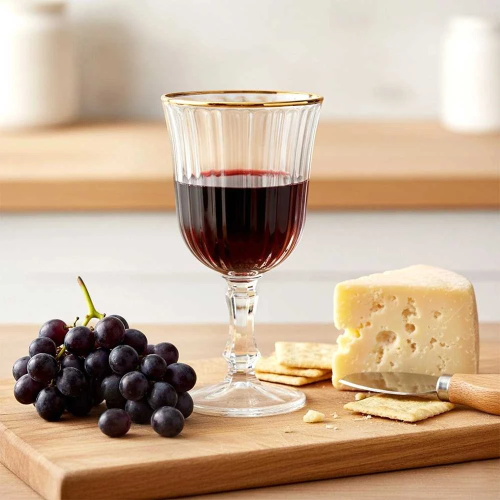Vivalto Stiklinis vyno taurė 220 ml su auksine briauna