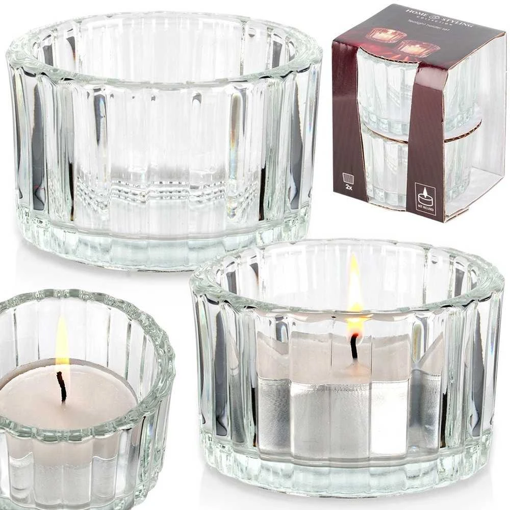 KOOPMAN Home Styling Collection Žvakių laikikliai Stikliniai 5,7 cm 2 vnt.
