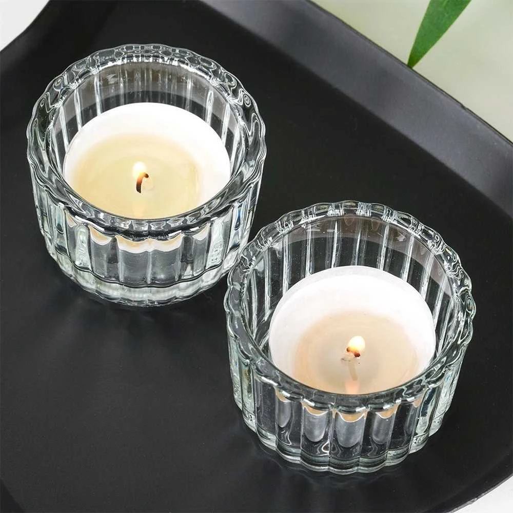 KOOPMAN Home Styling Collection Žvakių laikikliai Stikliniai 5,7 cm 2 vnt.