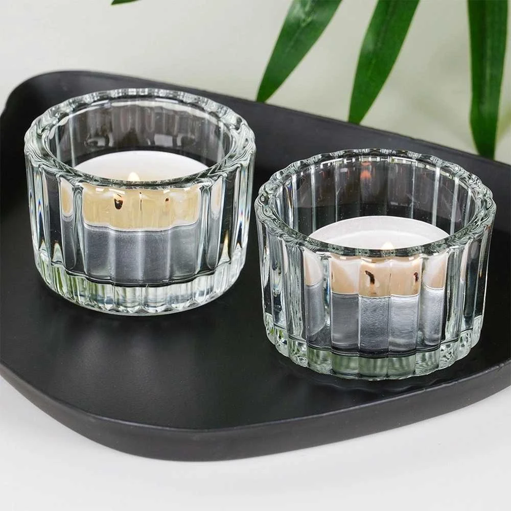 KOOPMAN Home Styling Collection Žvakių laikikliai Stikliniai 5,7 cm 2 vnt.