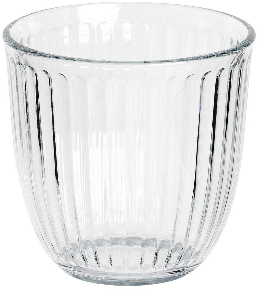 Stiklinės 260 ml, rievėtos, skaidrios, 8,5 × 8,5 × 8,5 cm, 6 vnt.