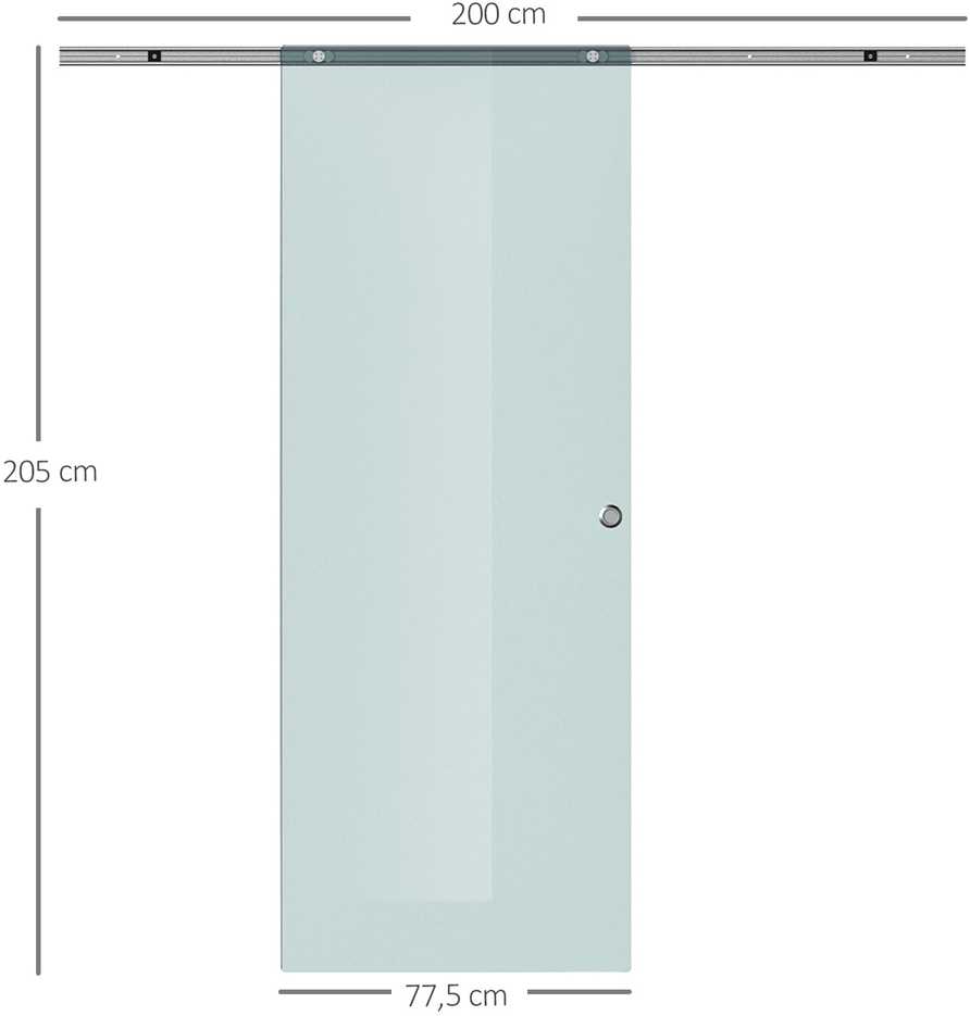 HOMCOM stiklinės stumdomos durys, matinio stiklo, 775/900/1025x2050 mm