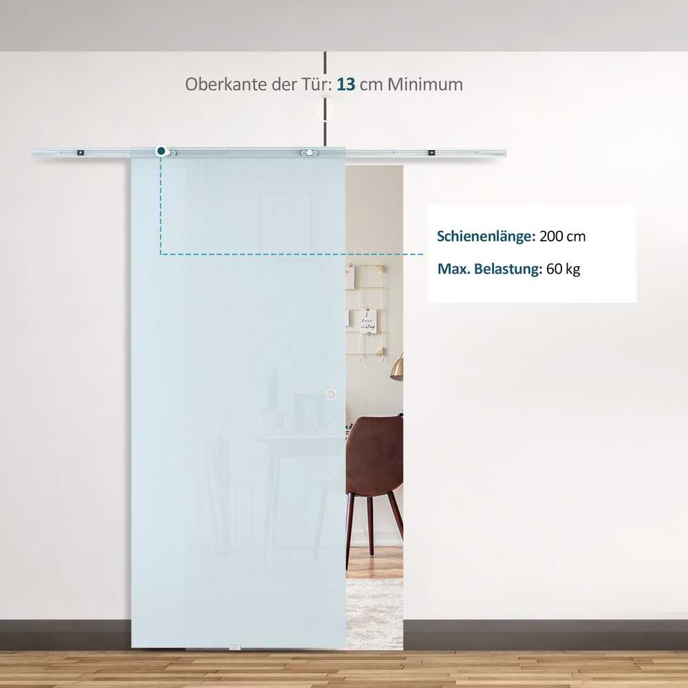 HOMCOM stiklinės stumdomos durys, matinio stiklo, 775/900/1025x2050 mm
