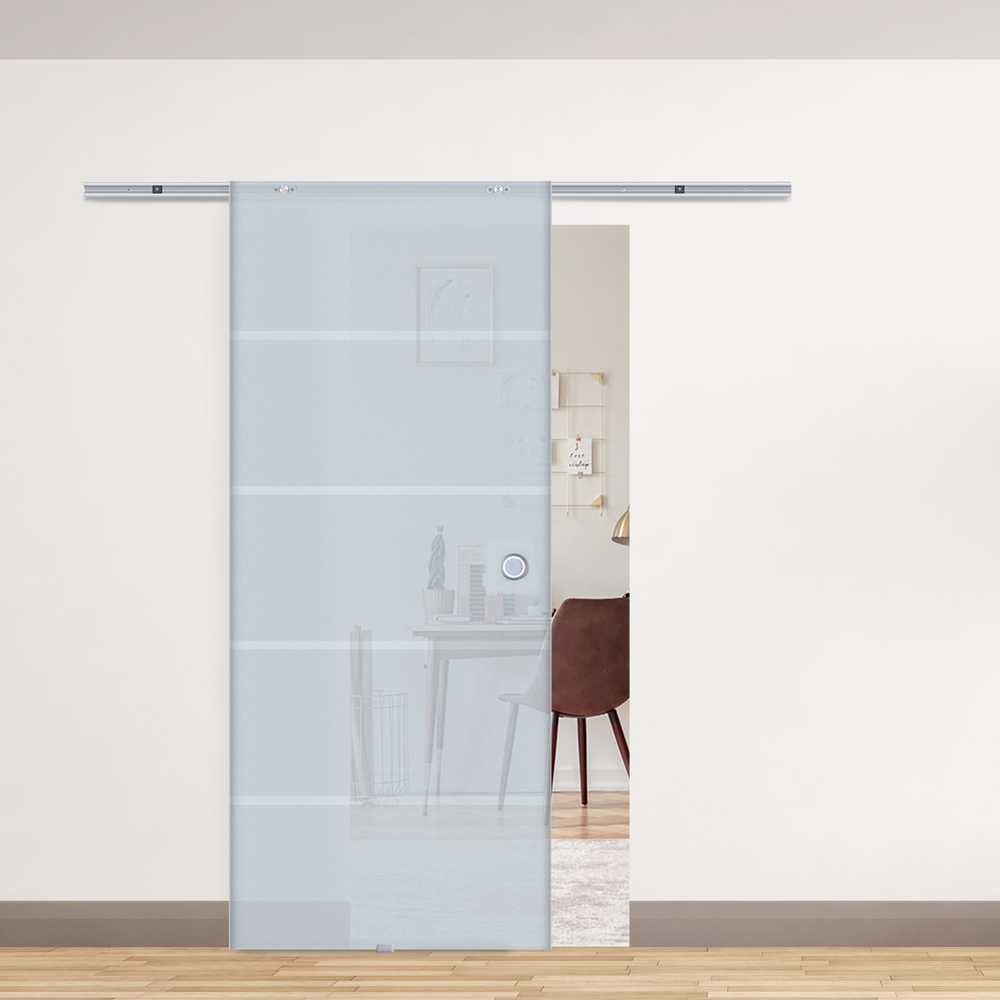 HOMCOM stiklinės stumdomos durys kambariui, pusiau satinizuotos, 775 / 900 / 1025 x 2050 mm