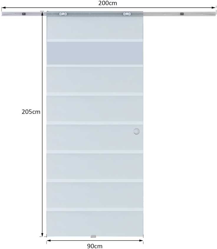 HOMCOM stiklinės stumdomos durys kambariui, pusiau satinizuotos, 775 / 900 / 1025 x 2050 mm
