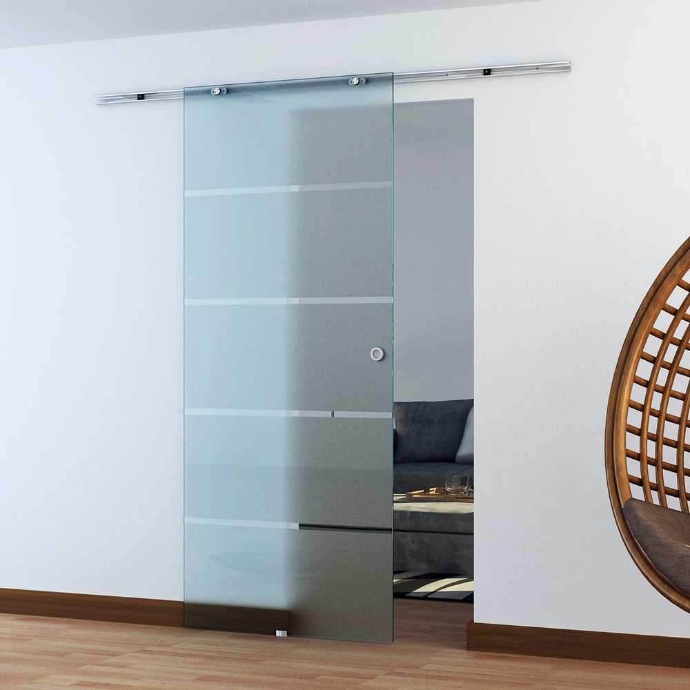 HOMCOM stiklinės stumdomos durys kambariui, pusiau satinizuotos, 775 / 900 / 1025 x 2050 mm