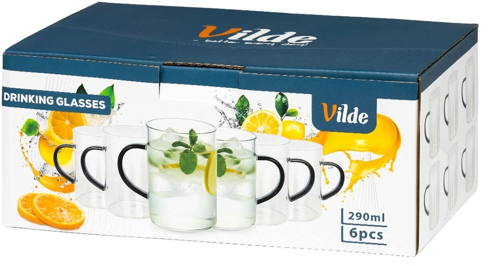 Stiklinės su rankenėlėmis, 290 ml, 6 vnt.