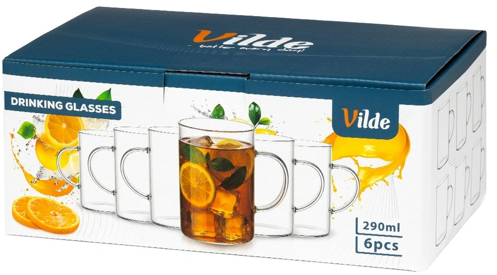 Stiklinės su rankenėlėmis, 290 ml, 6 vnt.