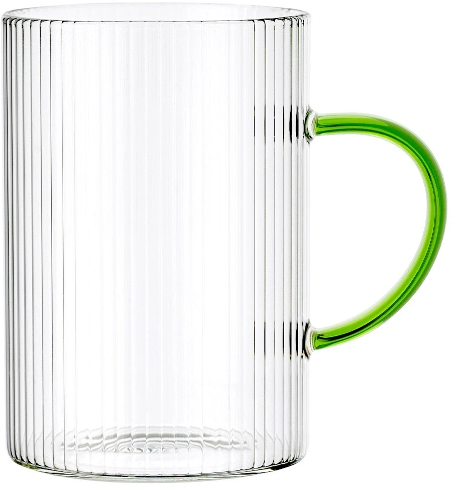 Stikliniai puodeliai su rankenėlėmis, 290 ml, skaidrūs, 10 × 7 × 10 cm, 6 vnt.