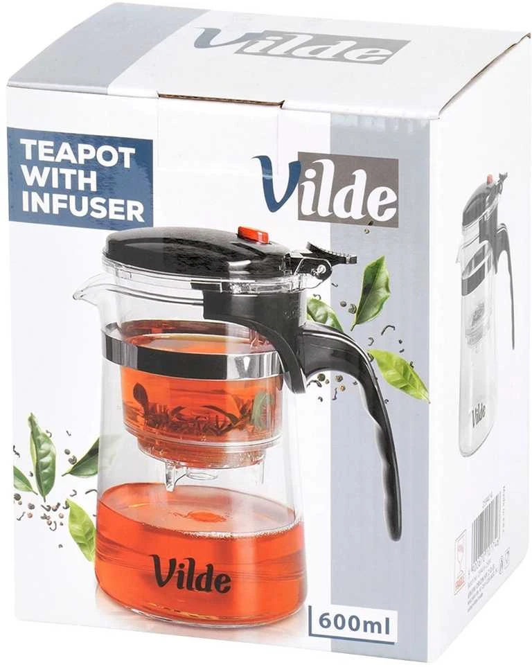 Stiklinis arbatinukas su arbatos filtru Vilde, 600 ml