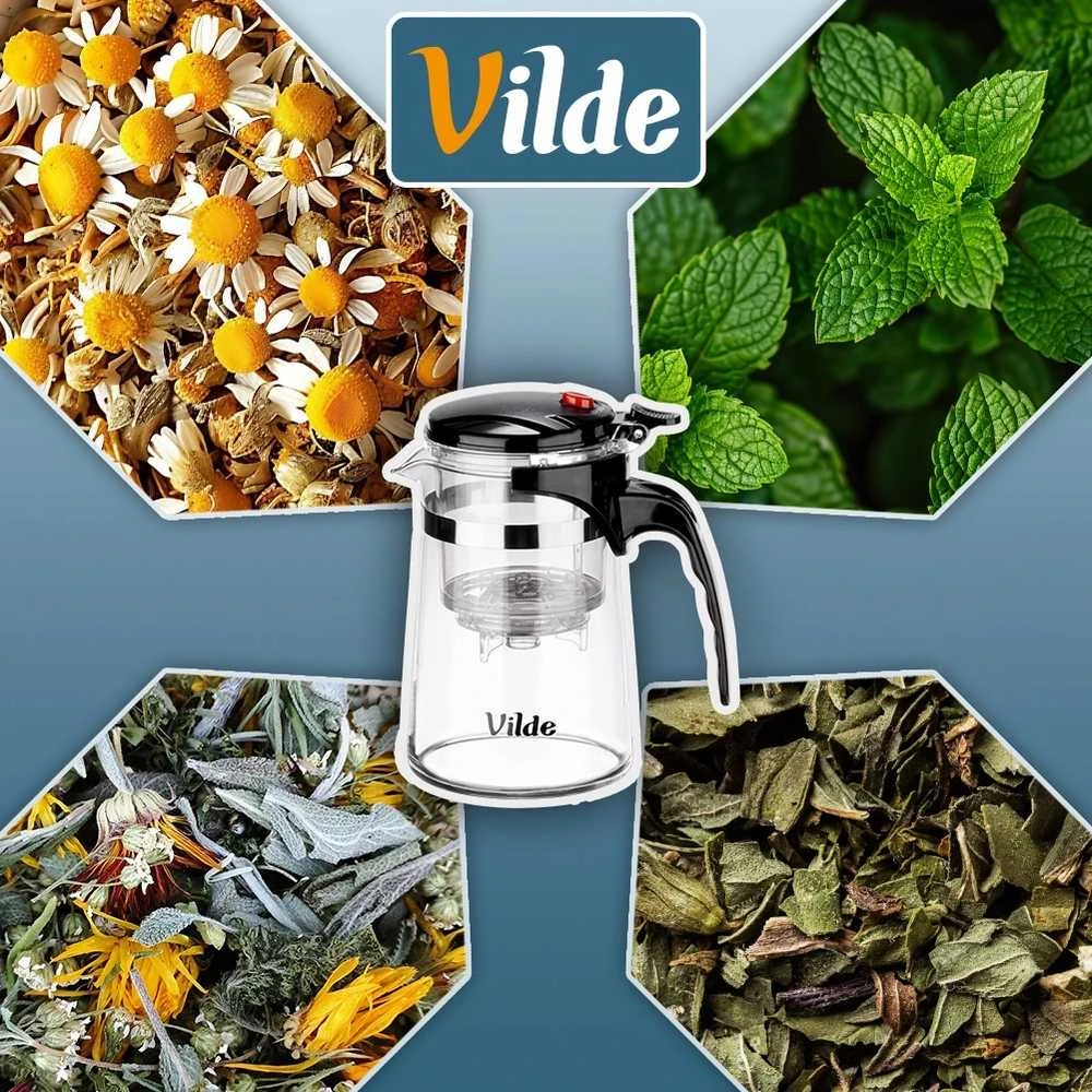 Stiklinis arbatinukas su arbatos filtru Vilde, 600 ml