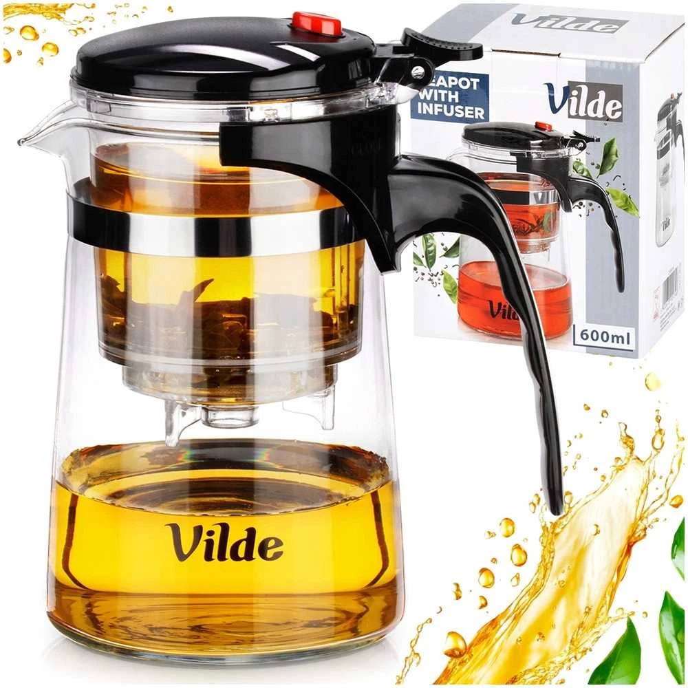 Stiklinis arbatinukas su arbatos filtru Vilde, 600 ml
