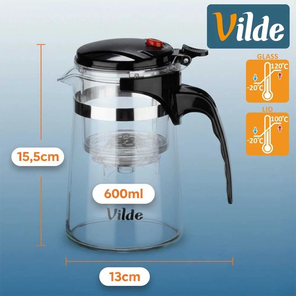 Stiklinis arbatinukas su arbatos filtru Vilde, 600 ml