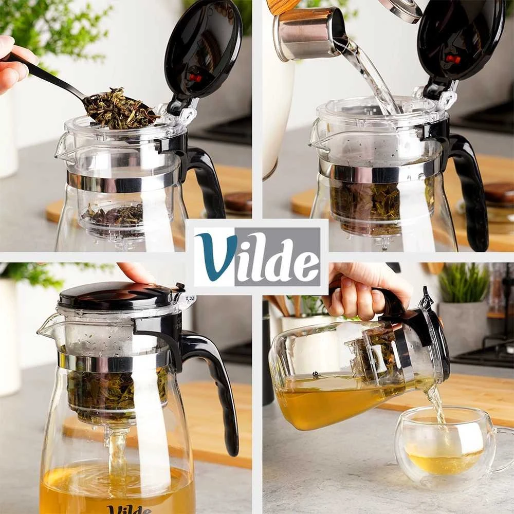 Stiklinis arbatinukas su arbatos filtru Vilde, 600 ml
