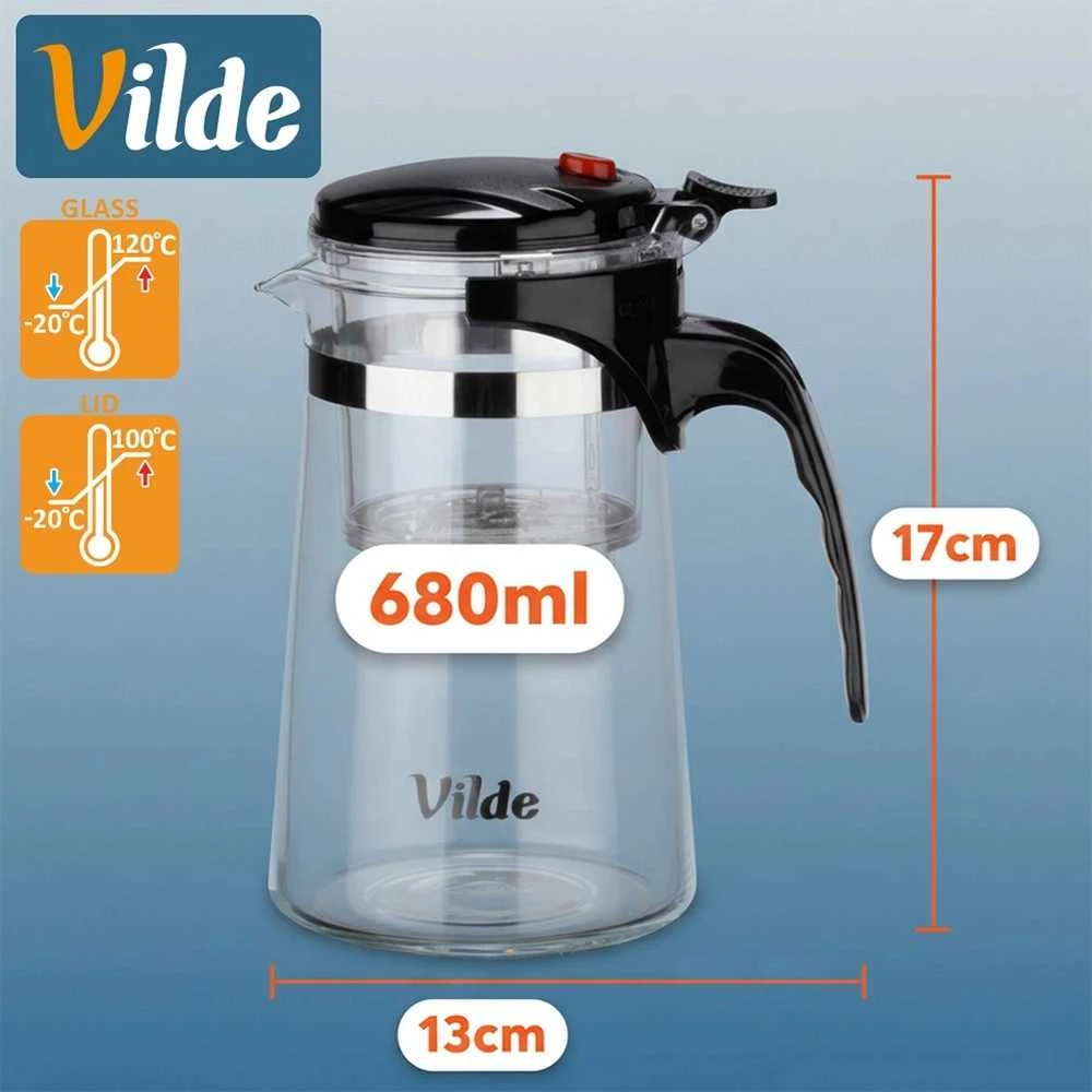 Stiklinis arbatinukas su filtru Vilde 680 ml