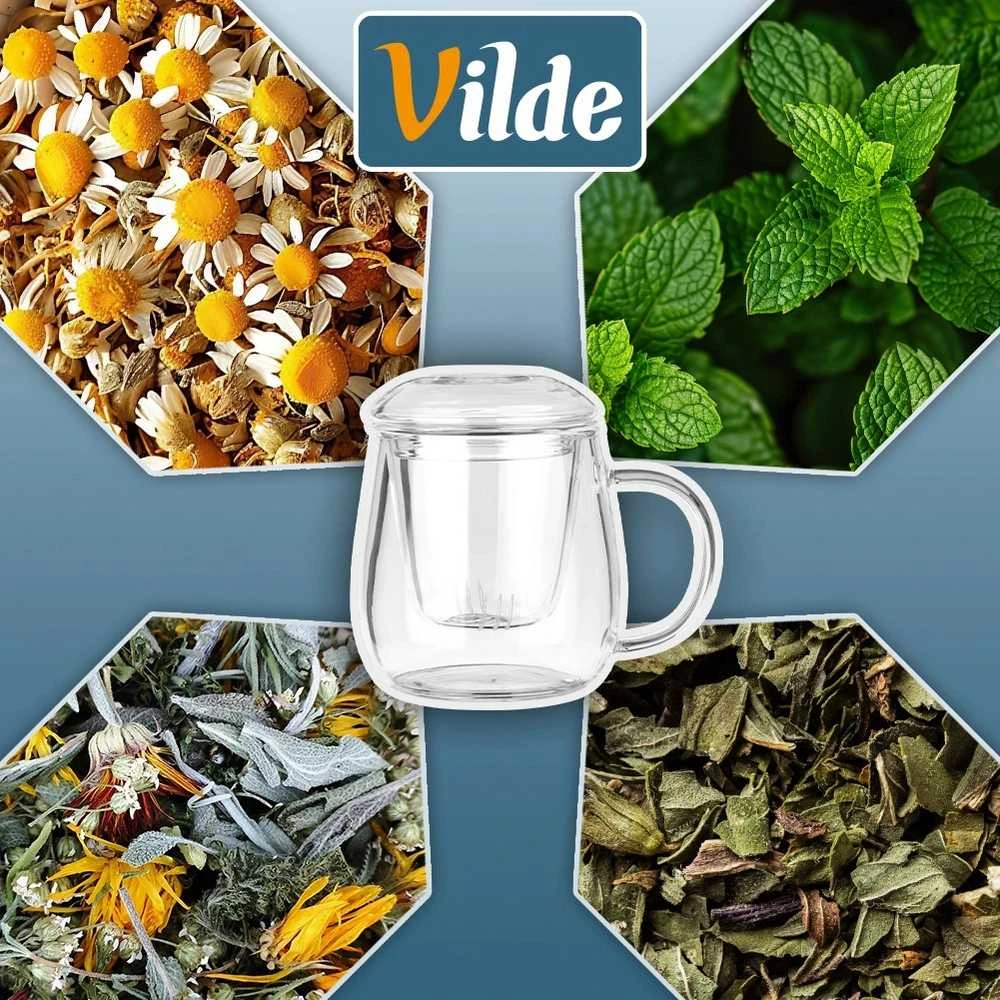 Lumarko Stiklinis arbatos puodelis su sieteliu Vilde 400 ml