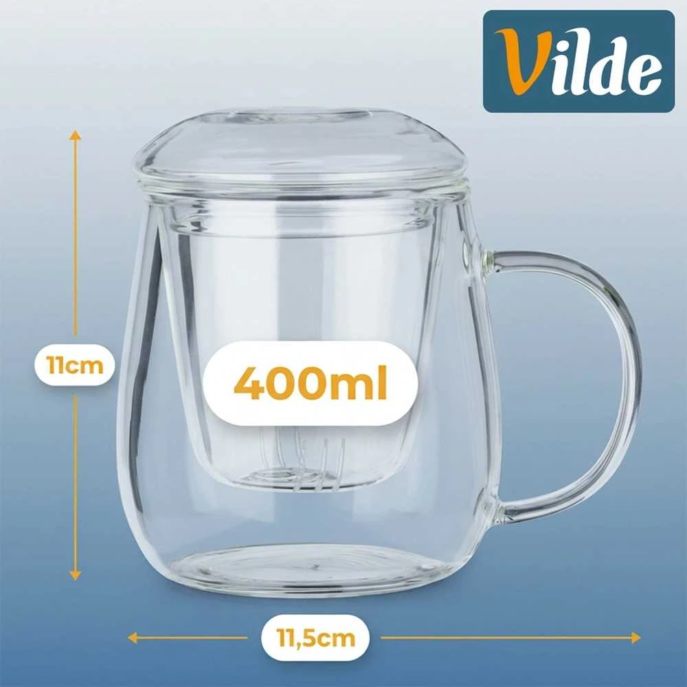 Lumarko Stiklinis arbatos puodelis su sieteliu Vilde 400 ml