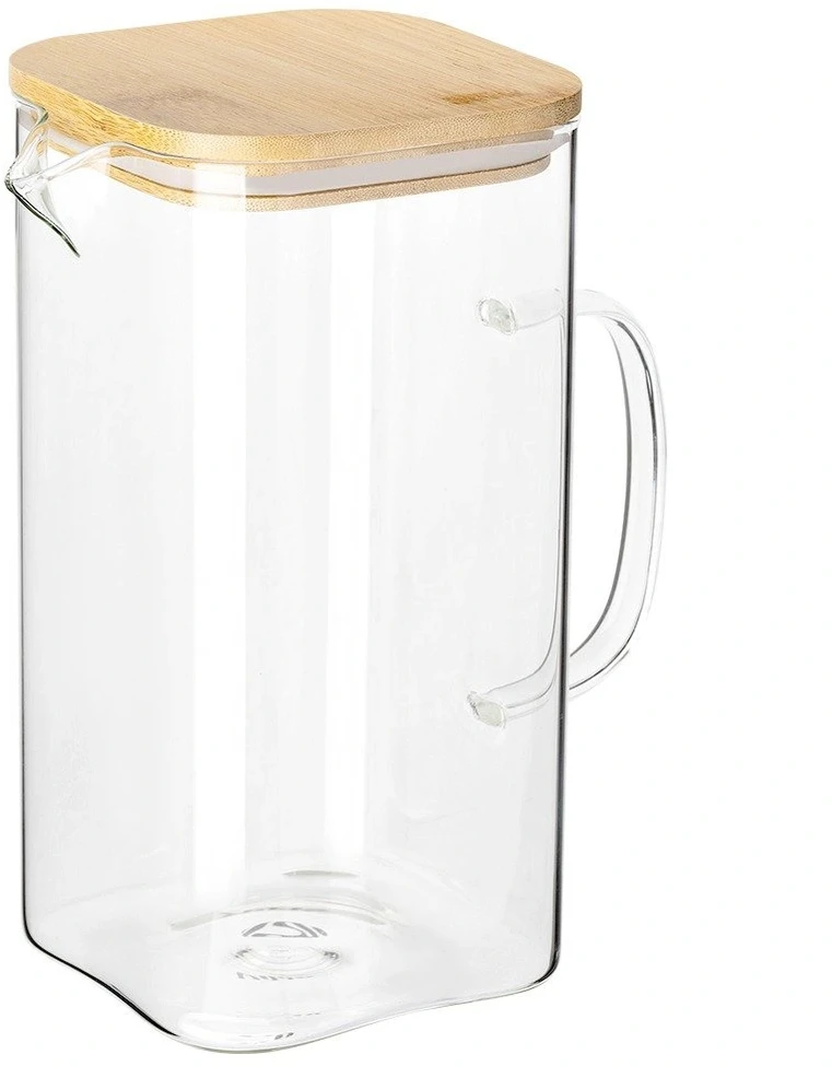 Stiklinis ąsotis su bambukiniu dangčiu, 2,5 l, 19 × 12 × 23,5 cm