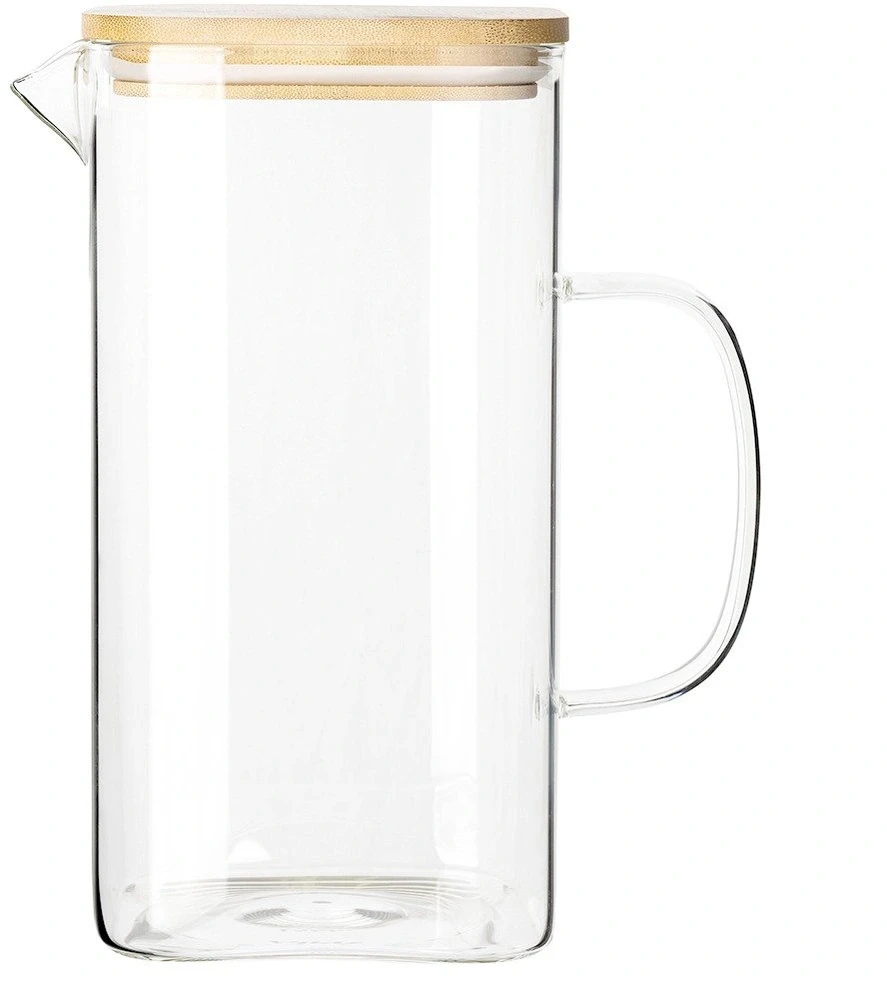 Stiklinis ąsotis su bambukiniu dangčiu, 2,5 l, 19 × 12 × 23,5 cm
