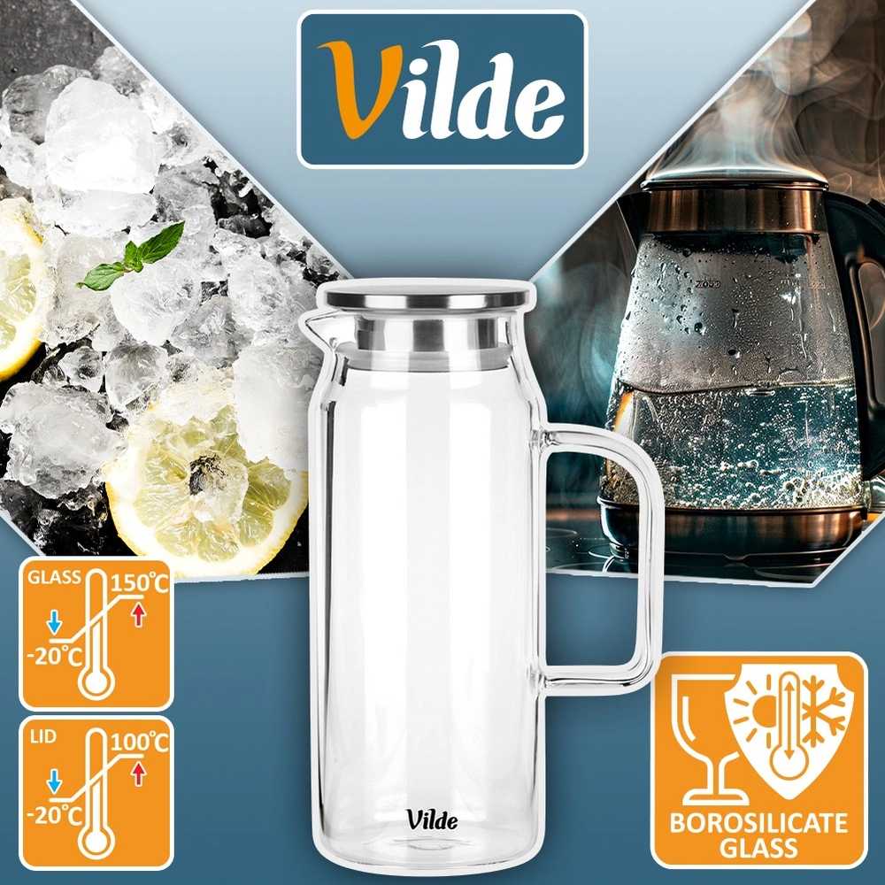 Vilde Stiklinis ąsotis su dangčiu 1,5 l