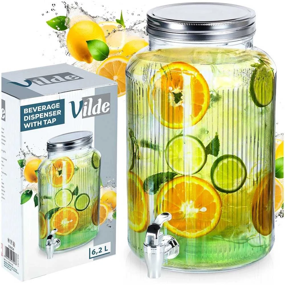 Stiklinis gėrimų dozatorius su čiaupu Vilde 6,2 l