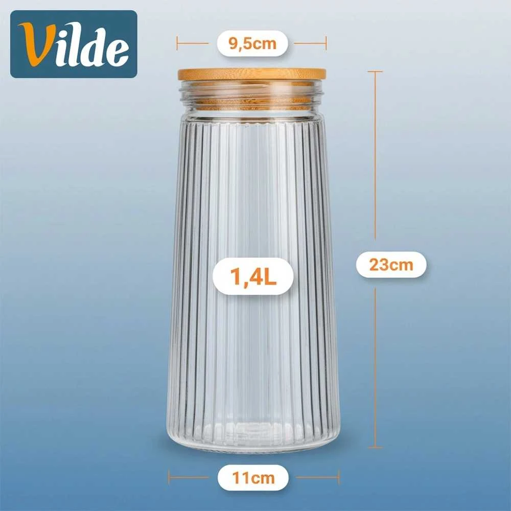 Stiklinis maisto laikymo indas Vilde 1,4 l su bambukiniu dangteliu
