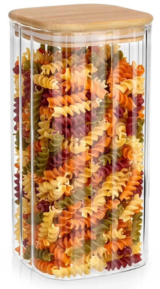 Stiklinis maisto produktų indas Vilde su bambukiniu dangteliu ir sandaria tarpine 1,6 l
