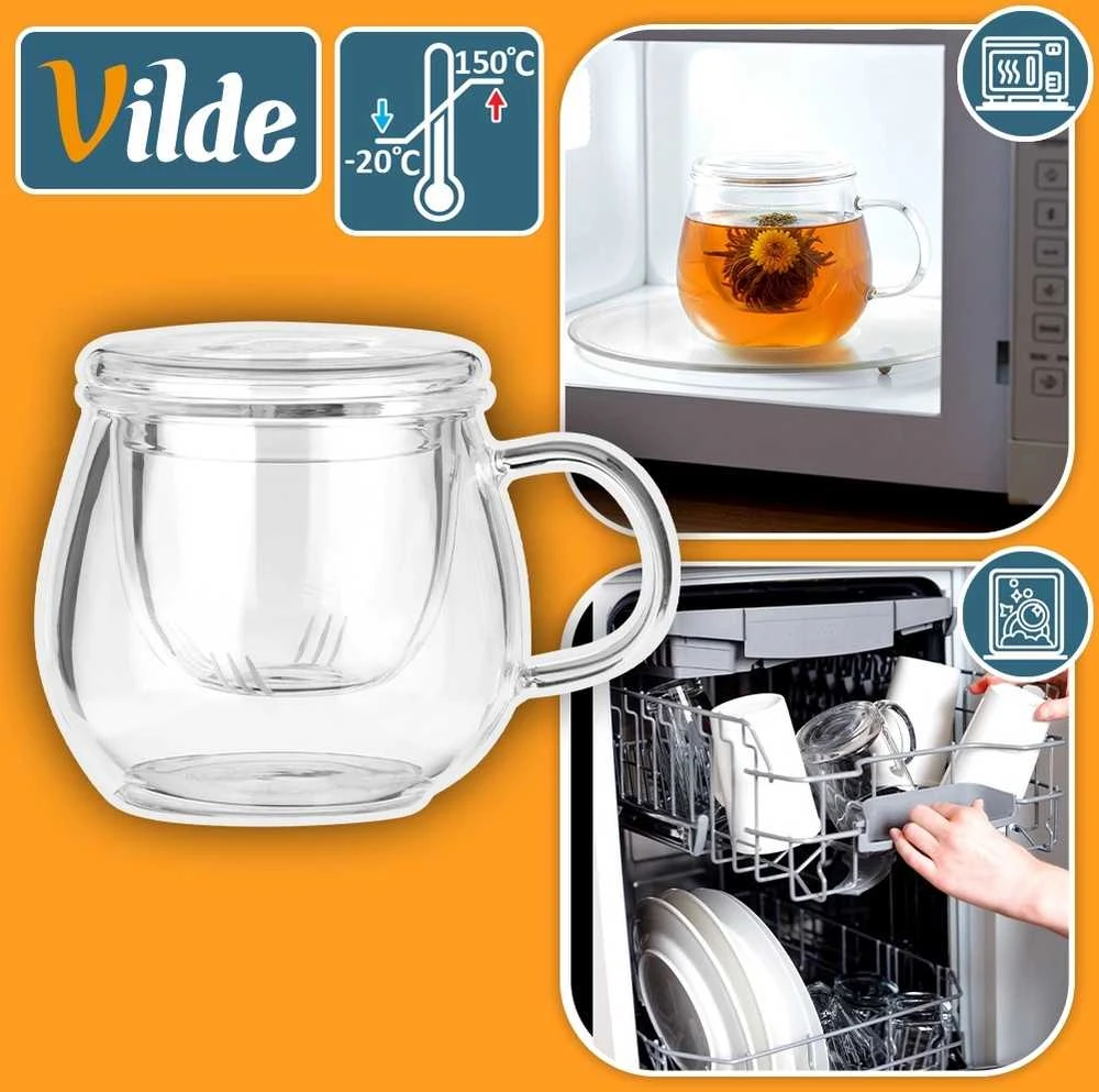 Stiklinis puodelis su arbatinuku Vilde 400 ml