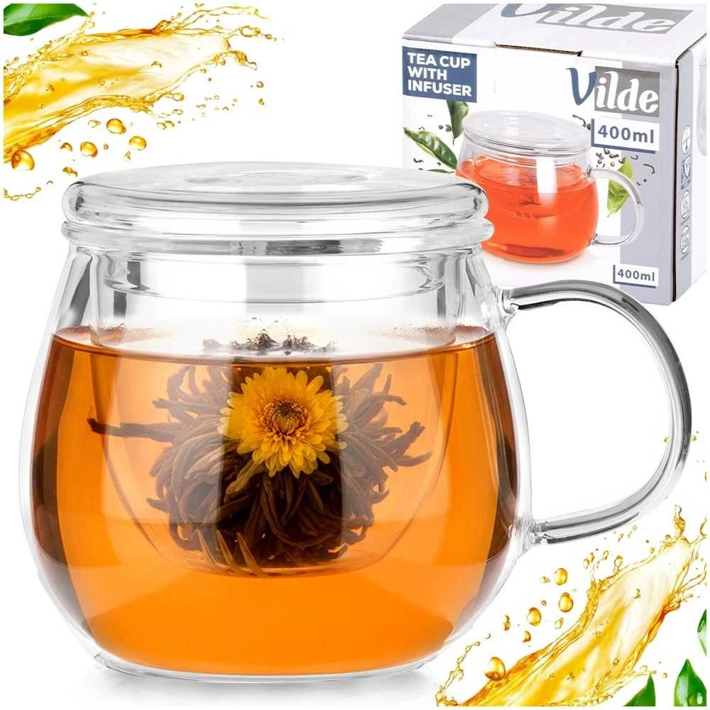 Stiklinis puodelis su arbatinuku Vilde 400 ml