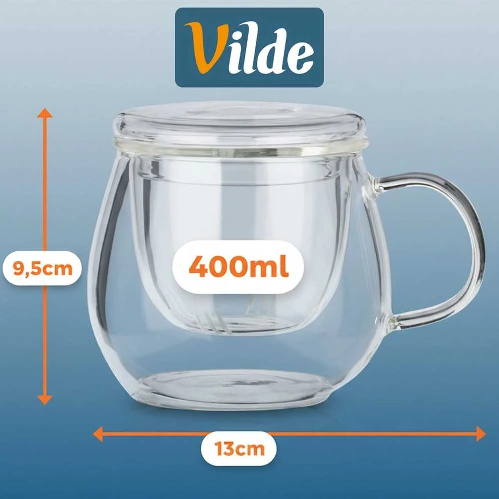Stiklinis puodelis su arbatinuku Vilde 400 ml
