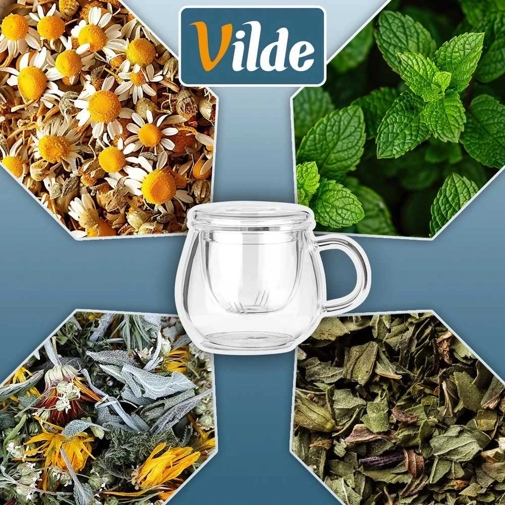Stiklinis puodelis su arbatinuku Vilde 400 ml