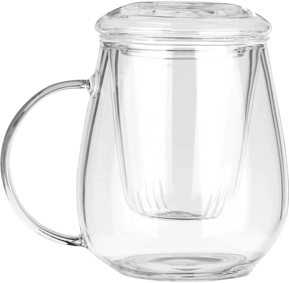 Stiklinis puodelis Vilde su sieteliu ir dangteliu 530 ml