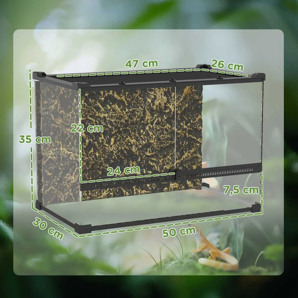 Stiklinis terariumas 50 × 30 × 35 cm
