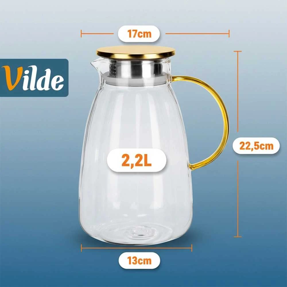 Stiklinis Vilde ąsotis su dangteliu 2,2 l