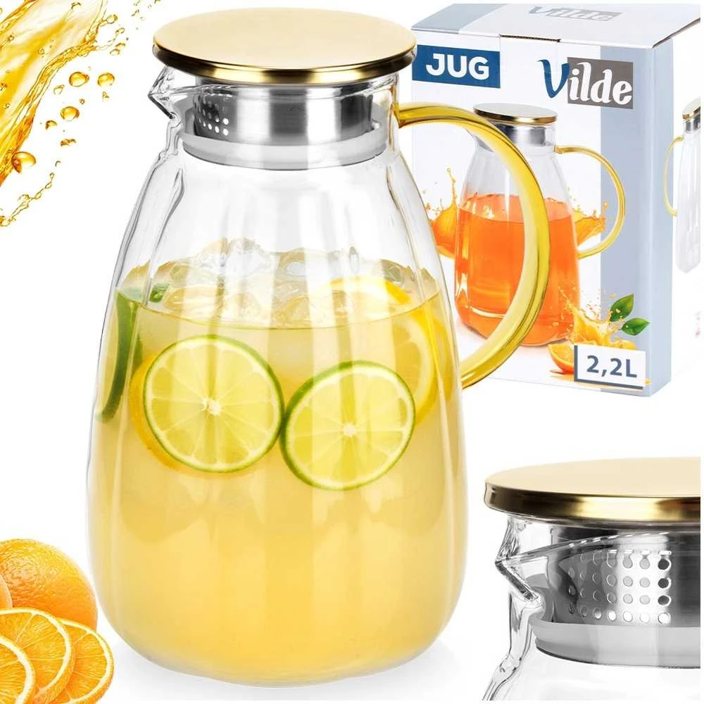 Stiklinis Vilde ąsotis su dangteliu 2,2 l