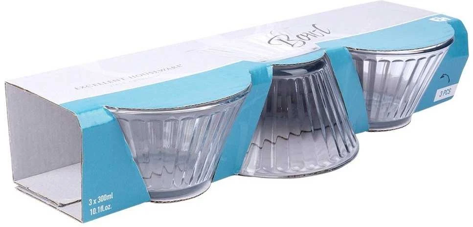 Excellent Houseware Stikliniai dubenėliai 3 vnt. 11,5 cm, 270 ml