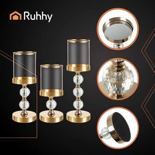 Candlestick - lantern set 3 pcs auksinis Ruhhy 26487
