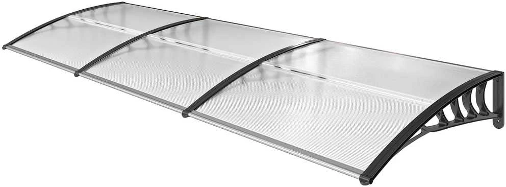 Outsunny stogelis durims, 90 x 295 cm, arkos formos polikarbonatinis stogelis su apsauga nuo UV spindulių, apsauga nuo saulės ir lietaus